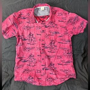 Rustic Blue Men's Red Hawaiian Shirt